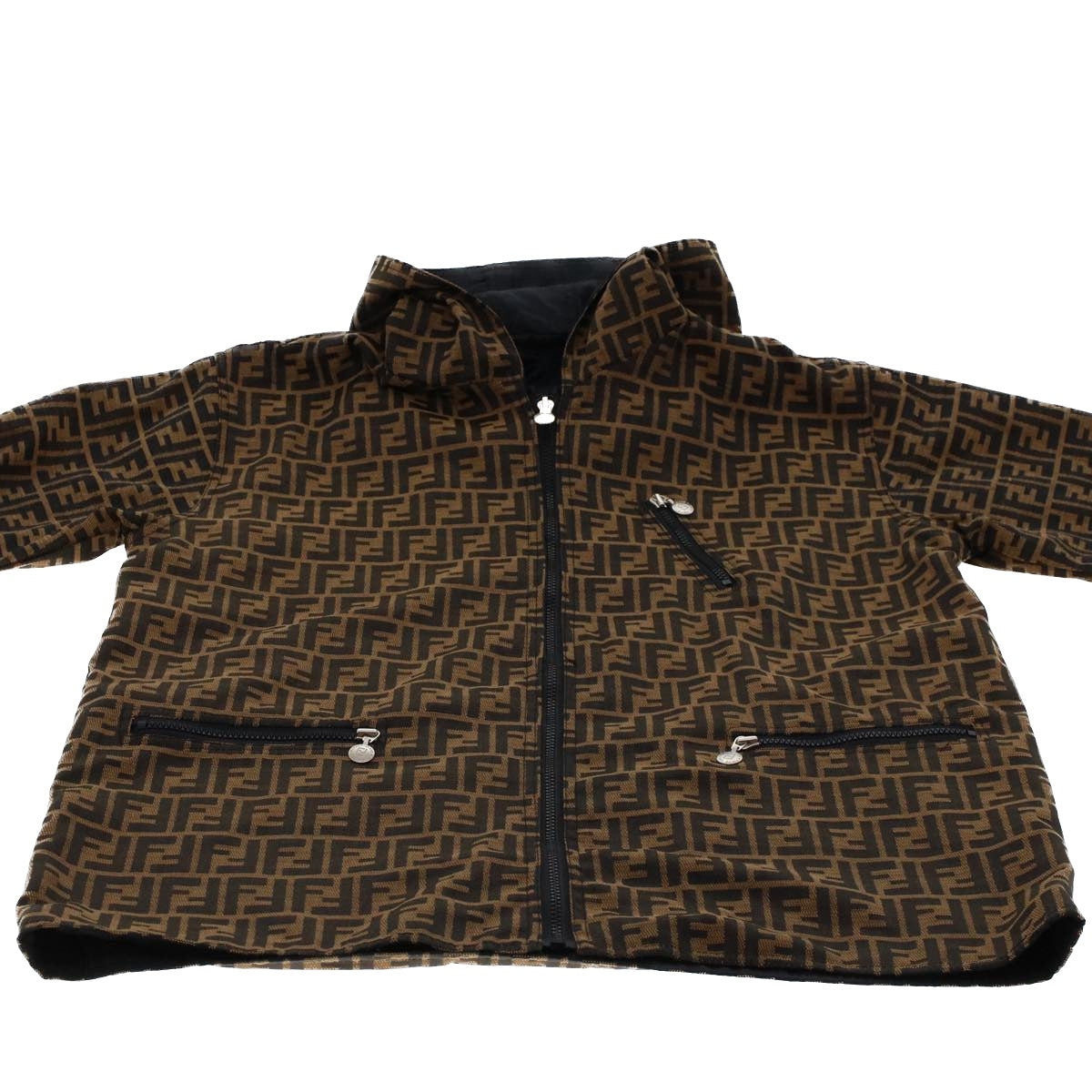 FENDI Zucca Canvas Jacket Black Brown am4620