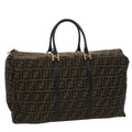 FENDI Zucca Canvas Boston Bag Nylon Brown Black am4661