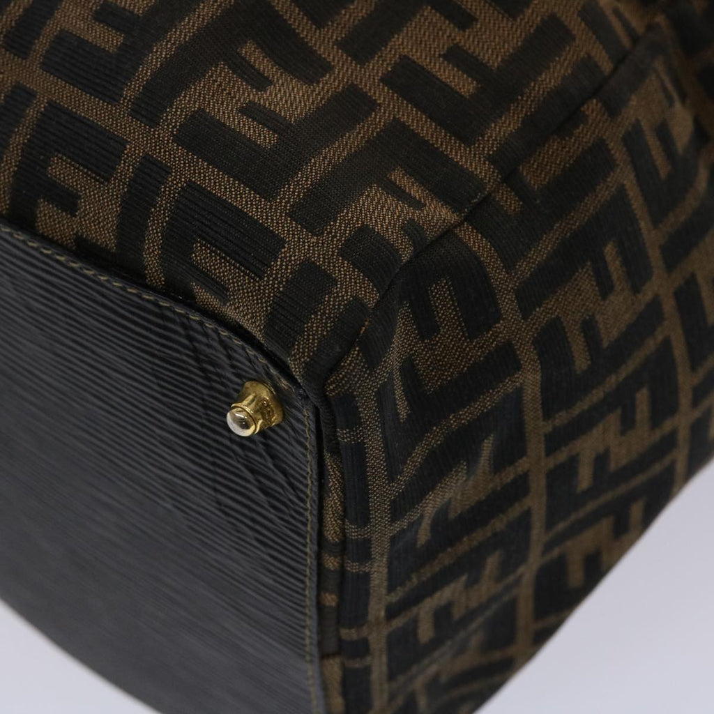 FENDI Zucca Canvas Boston Bag Nylon Brown Black am4661