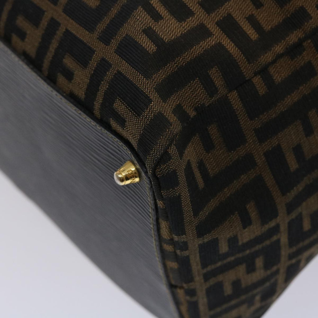 FENDI Zucca Canvas Boston Bag Nylon Brown Black am4661