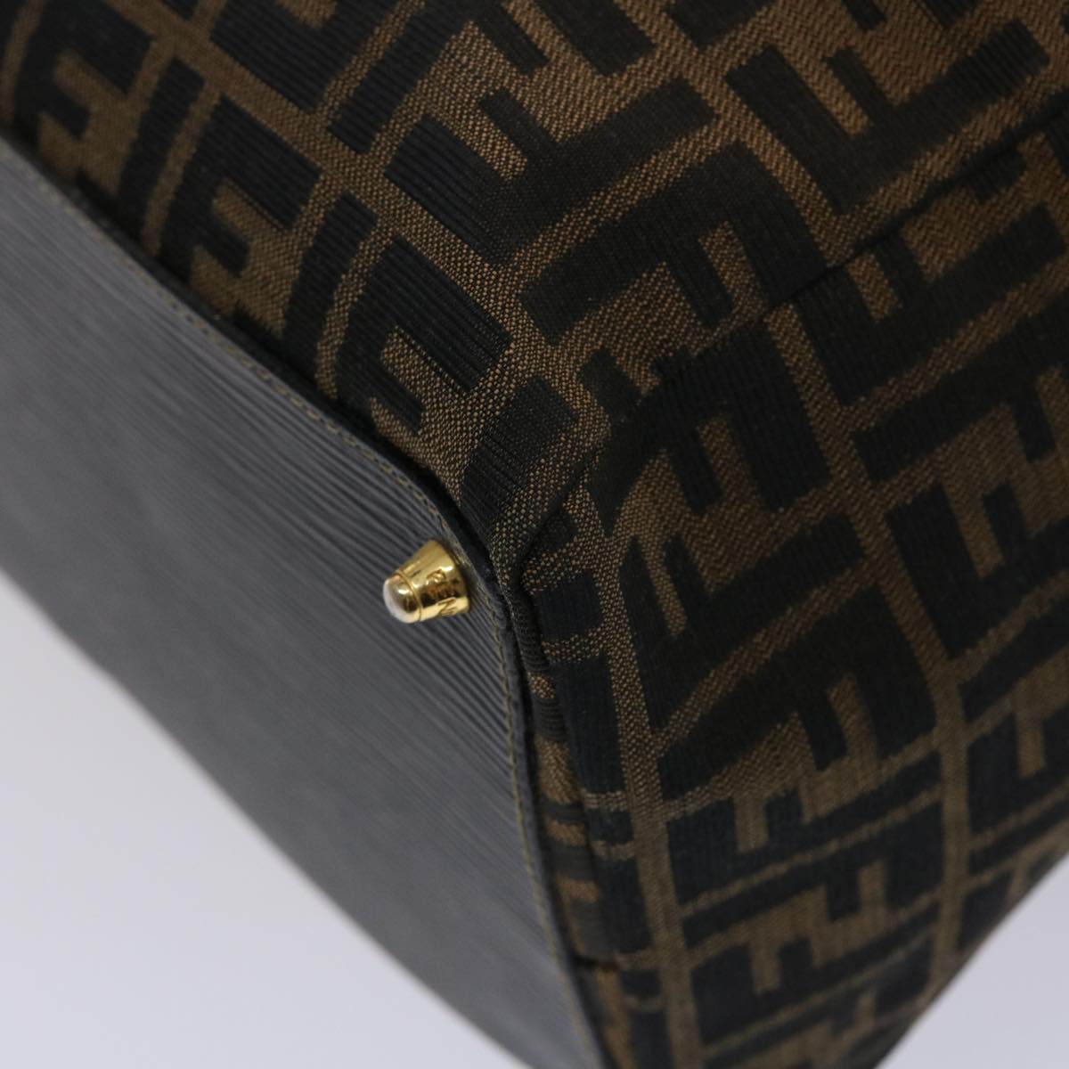 FENDI Zucca Canvas Boston Bag Nylon Brown Black am4661