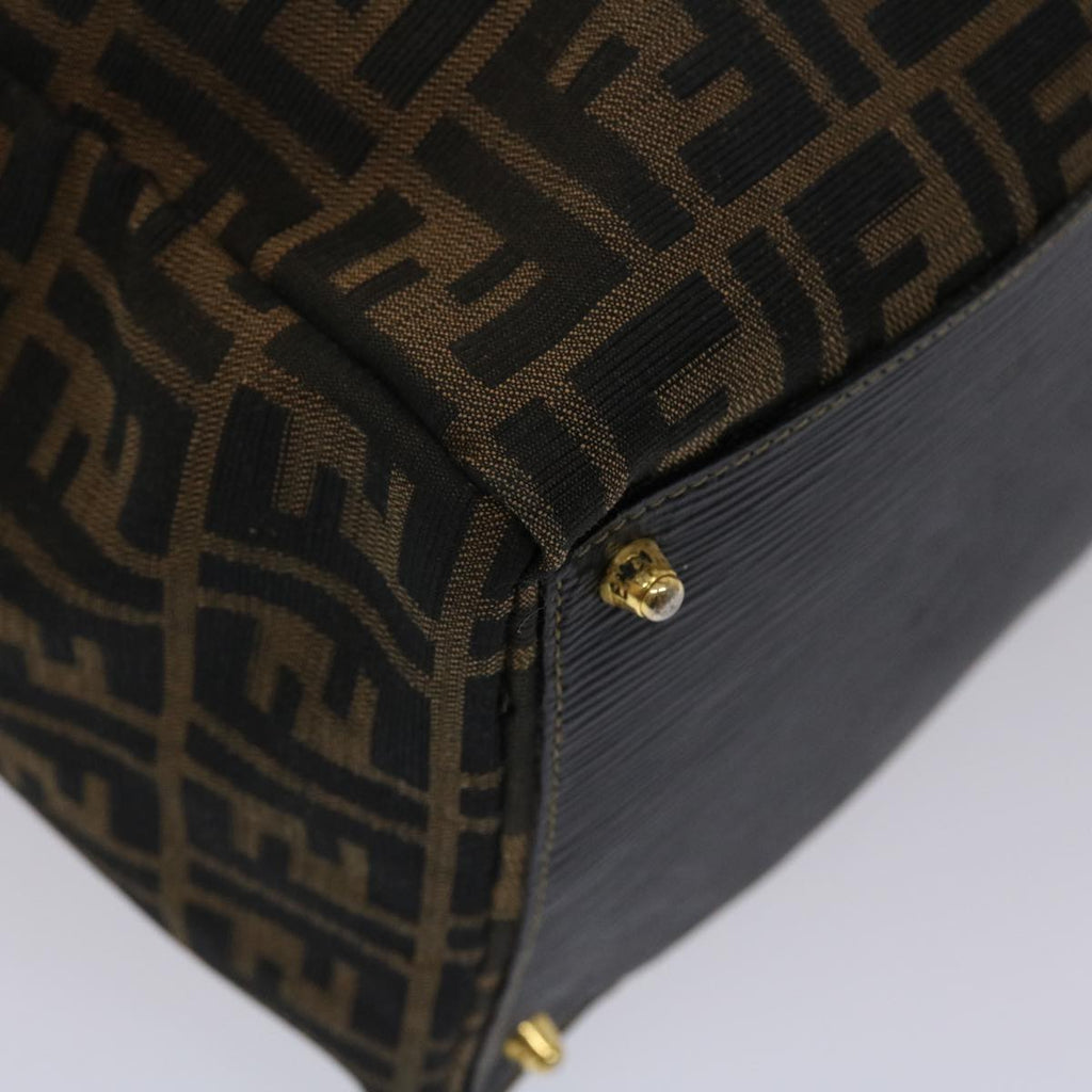 FENDI Zucca Canvas Boston Bag Nylon Brown Black am4661