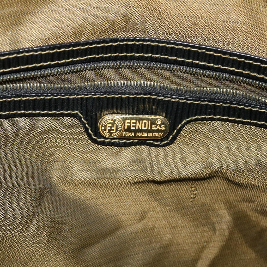 FENDI Zucca Canvas Boston Bag Nylon Brown Black am4661