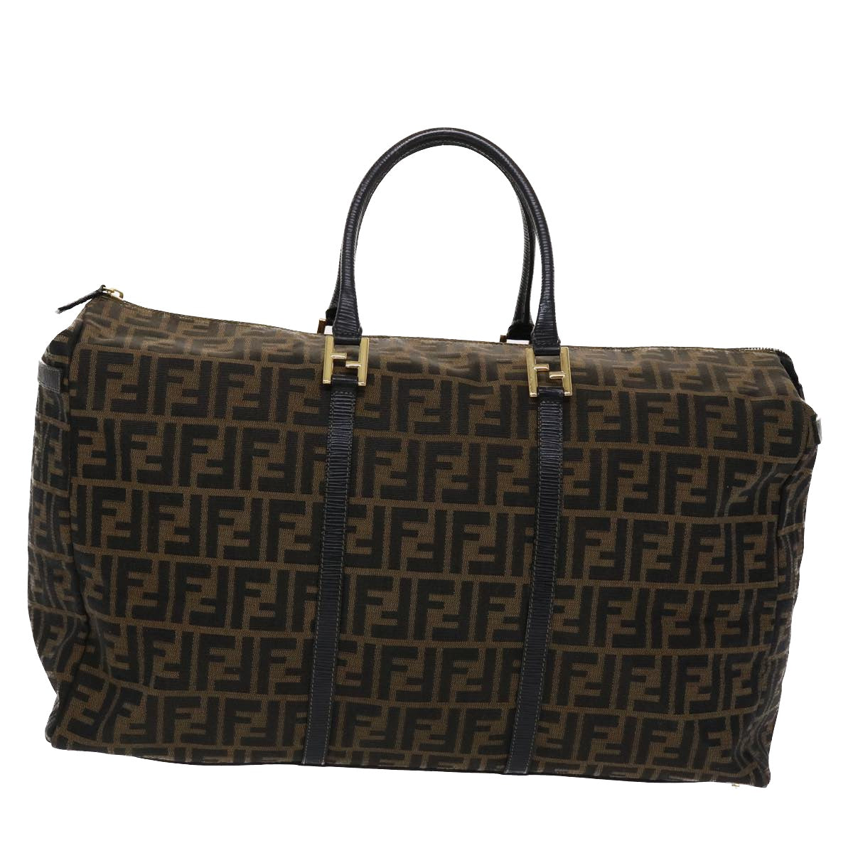 FENDI Zucca Canvas Boston Bag Nylon Brown Black am4661