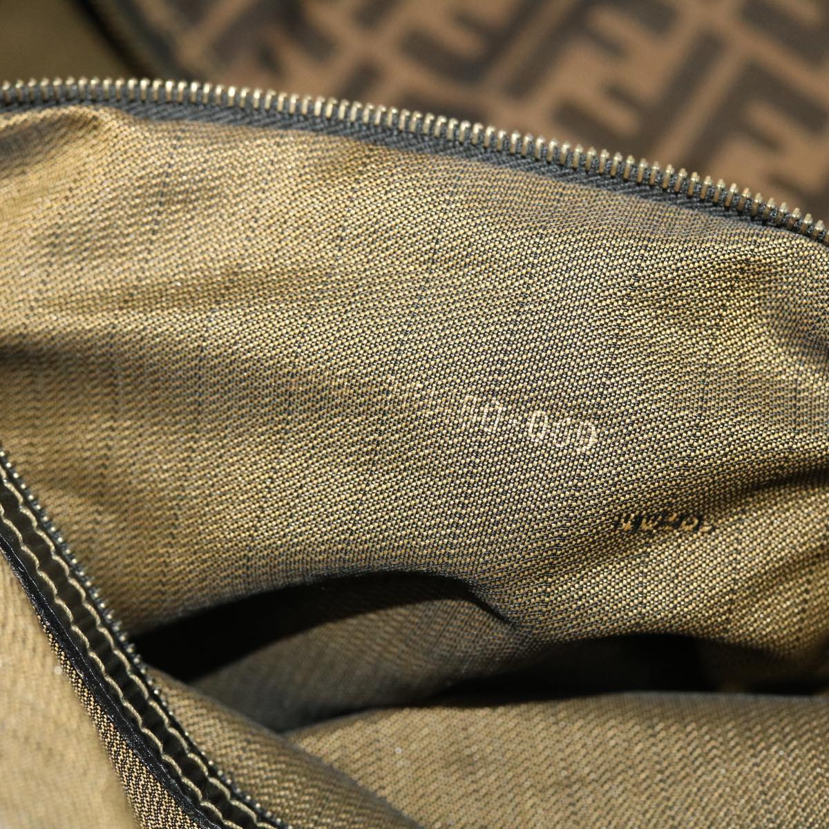 FENDI Zucca Canvas Boston Bag Nylon Brown Black am4661