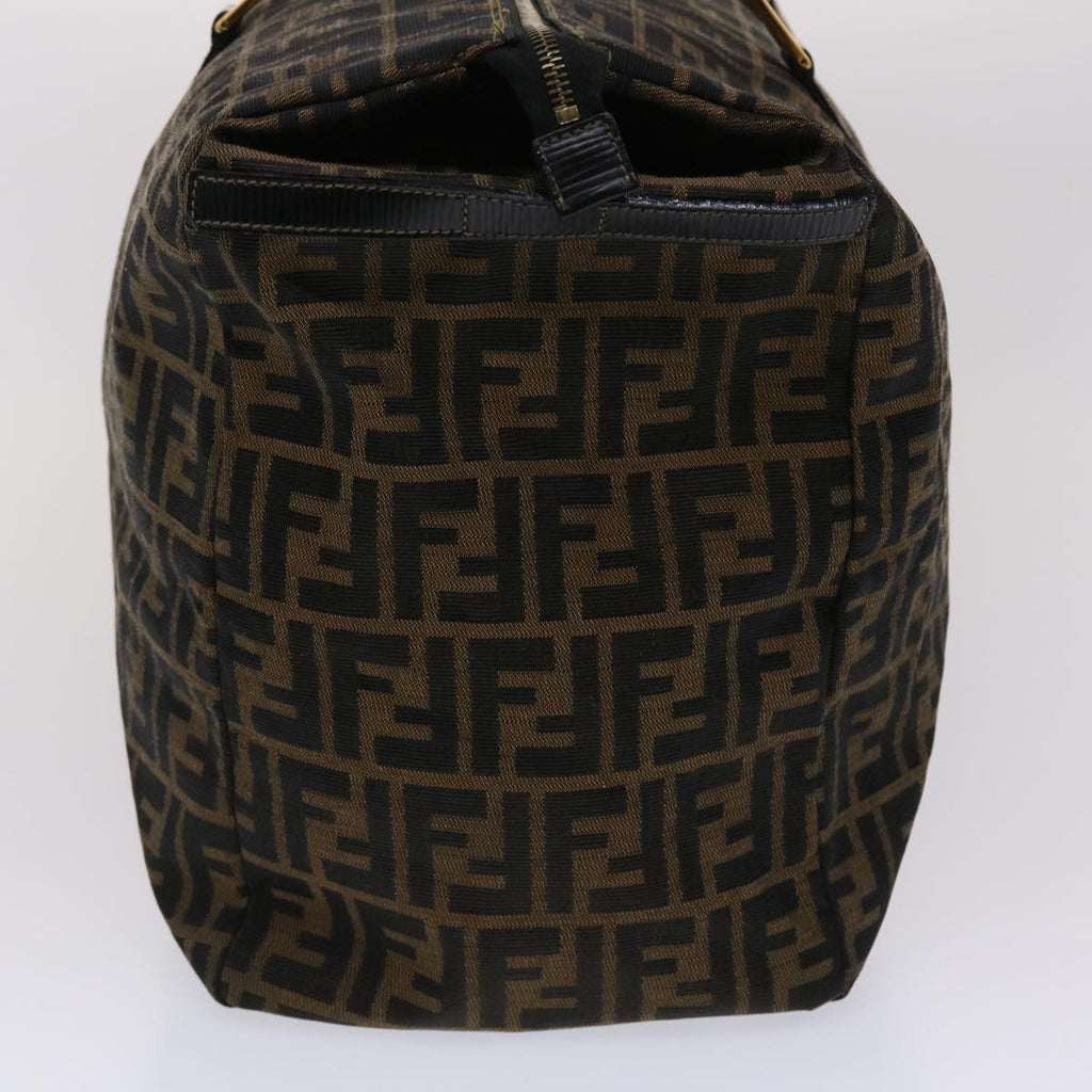 FENDI Zucca Canvas Boston Bag Nylon Brown Black am4661