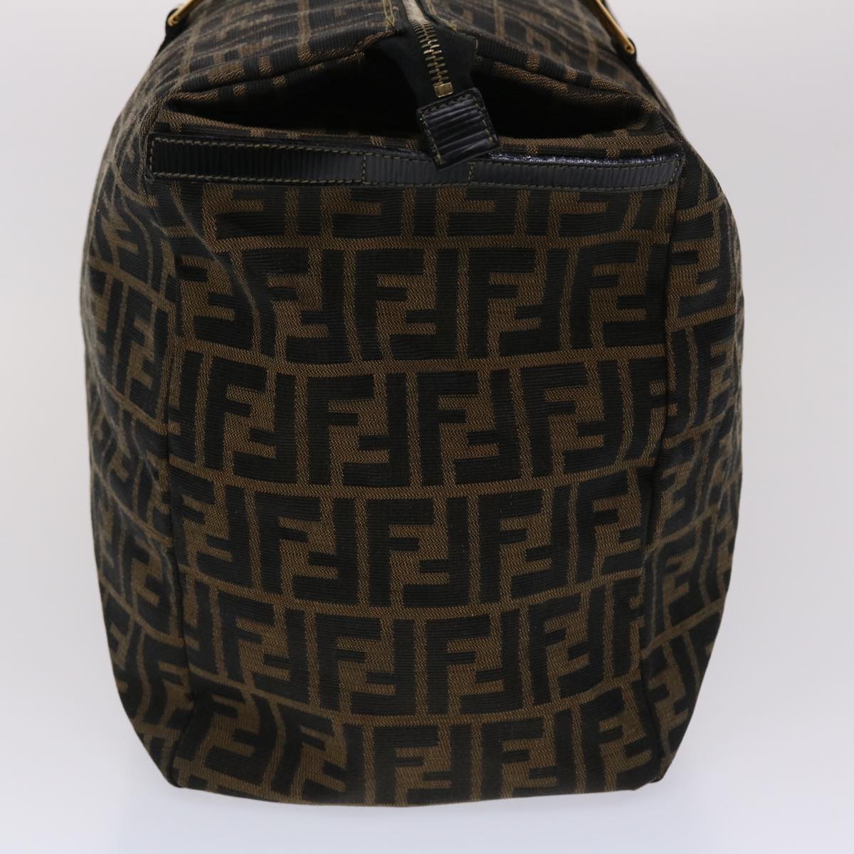 FENDI Zucca Canvas Boston Bag Nylon Brown Black am4661