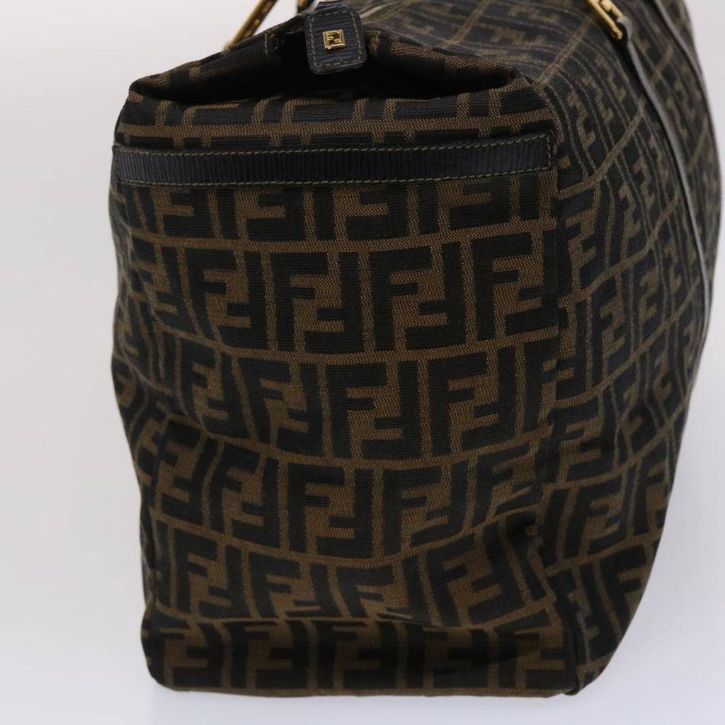 FENDI Zucca Canvas Boston Bag Nylon Brown Black am4661