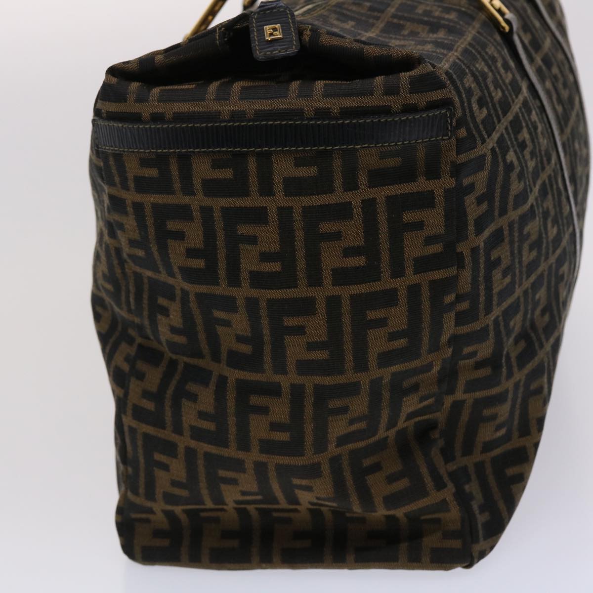FENDI Zucca Canvas Boston Bag Nylon Brown Black am4661