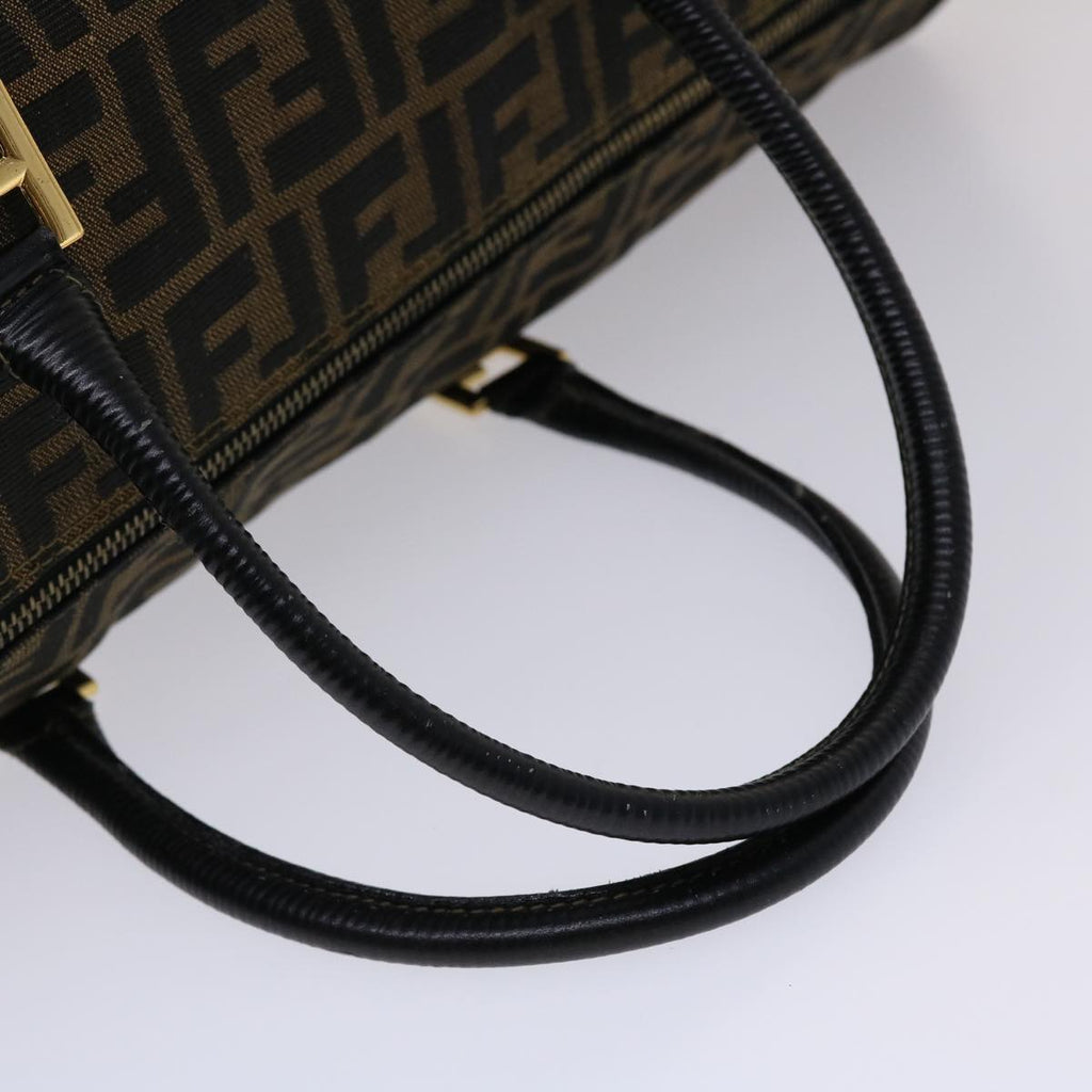 FENDI Zucca Canvas Boston Bag Nylon Brown Black am4661