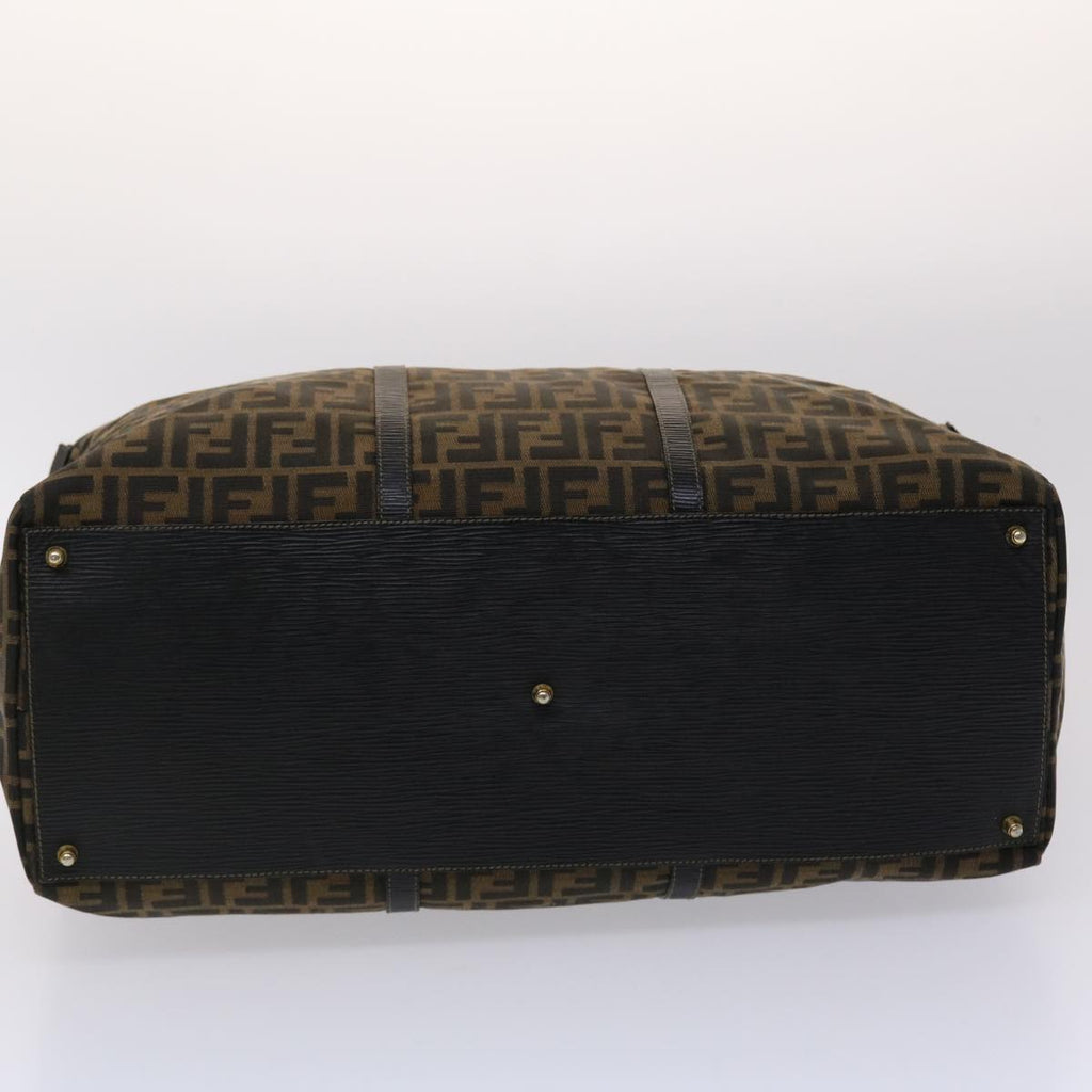 FENDI Zucca Canvas Boston Bag Nylon Brown Black am4661
