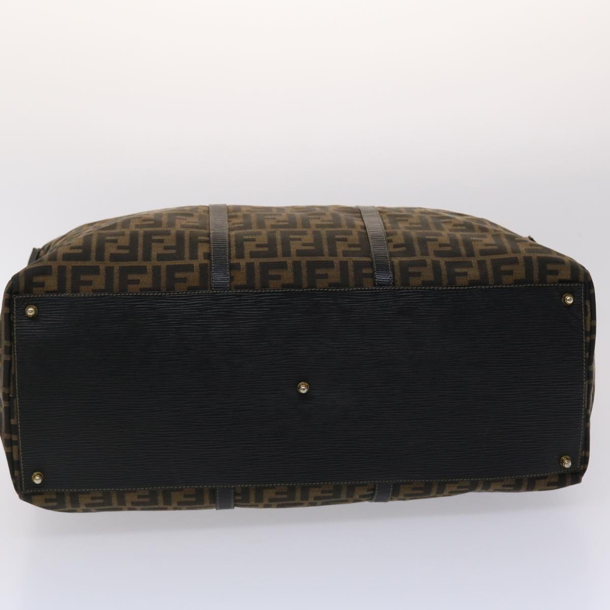 FENDI Zucca Canvas Boston Bag Nylon Brown Black am4661