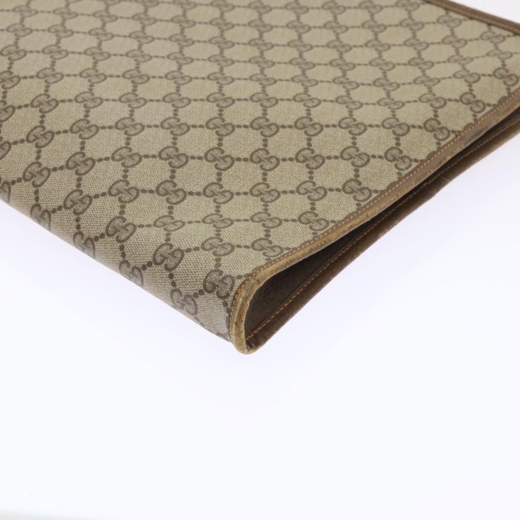 GUCCI GG Canvas Clutch Bag PVC Leather Beige 89.20.004 am4697