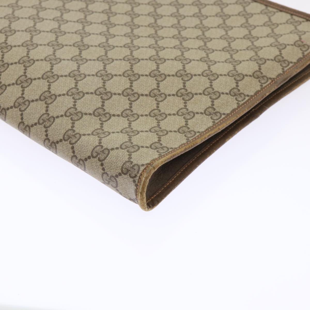 GUCCI GG Canvas Clutch Bag PVC Leather Beige 89.20.004 am4697
