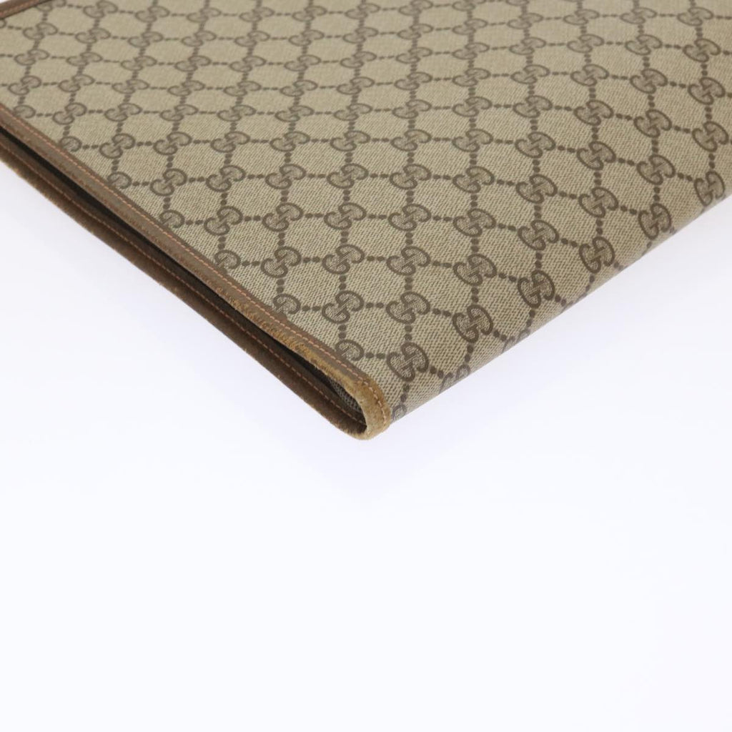 GUCCI GG Canvas Clutch Bag PVC Leather Beige 89.20.004 am4697