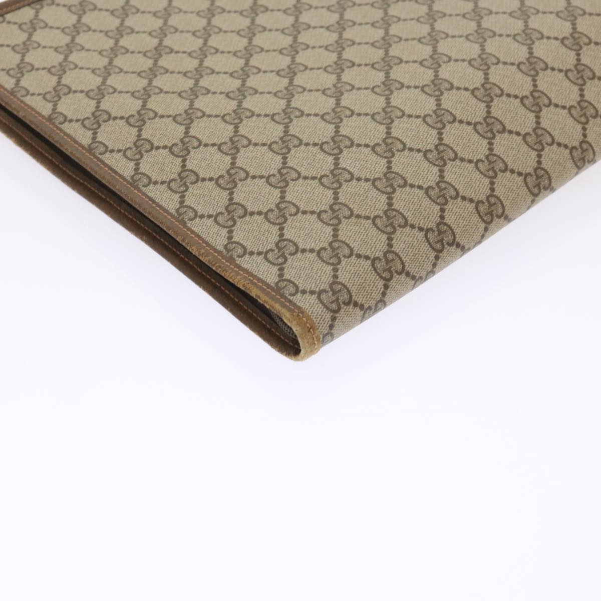 GUCCI GG Canvas Clutch Bag PVC Leather Beige 89.20.004 am4697