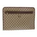 GUCCI GG Canvas Clutch Bag PVC Leather Beige 89.20.004 am4697