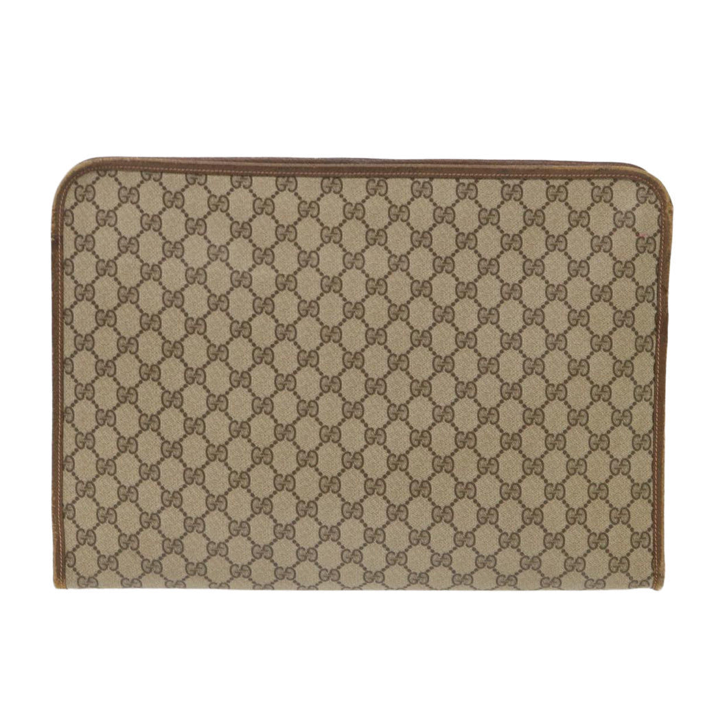 GUCCI GG Canvas Clutch Bag PVC Leather Beige 89.20.004 am4697