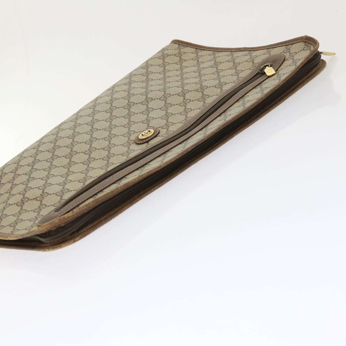 GUCCI GG Canvas Clutch Bag PVC Leather Beige 89.20.004 am4697