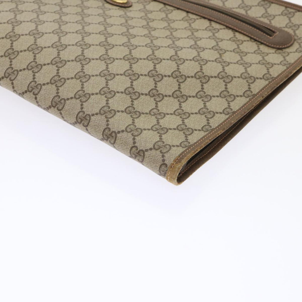 GUCCI GG Canvas Clutch Bag PVC Leather Beige 89.20.004 am4697