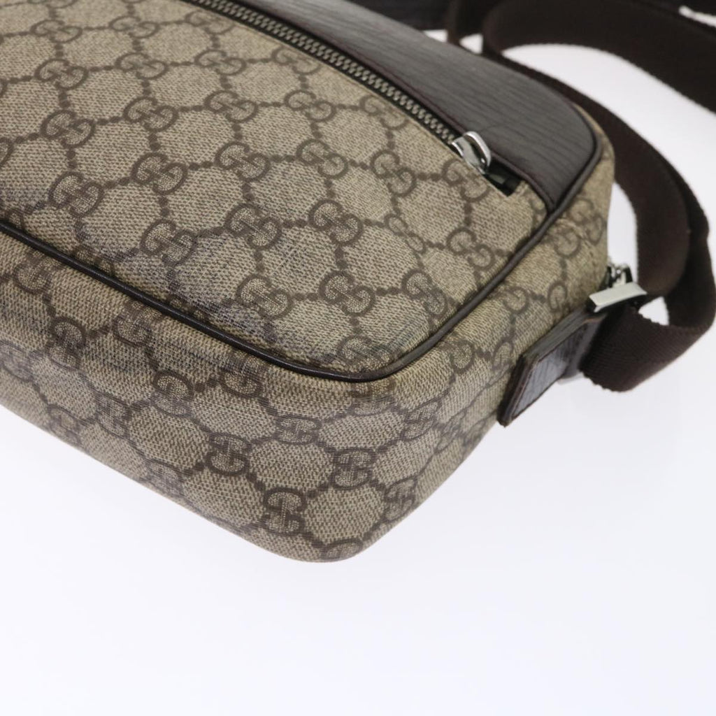 GUCCI GG Canvas Shoulder Bag PVC Leather Beige 114291 am4698