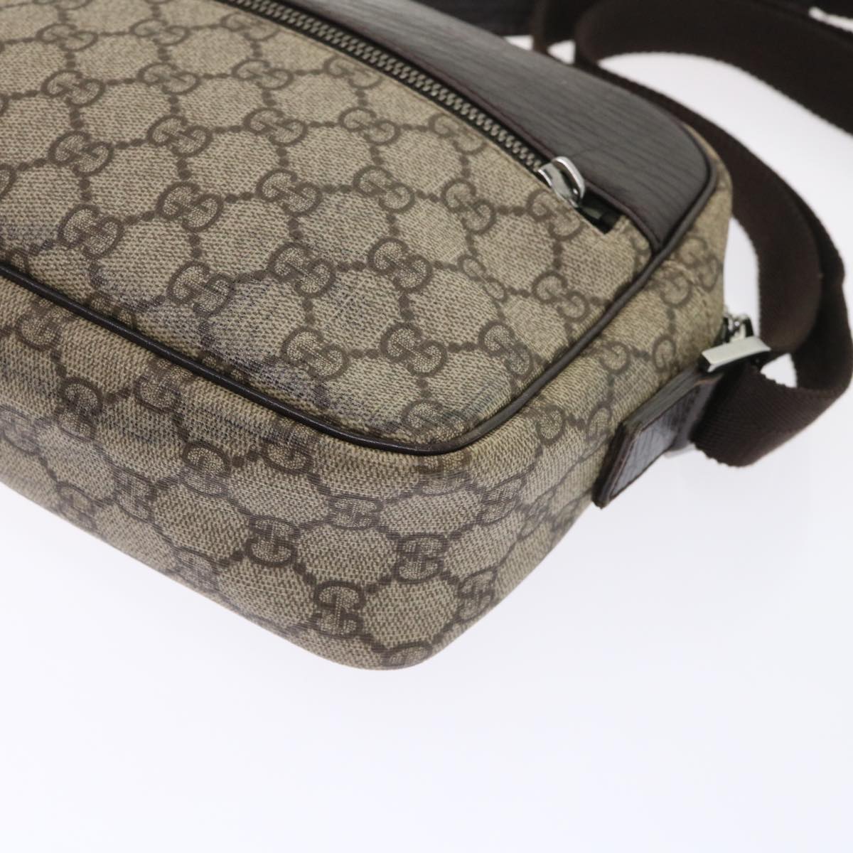 GUCCI GG Canvas Shoulder Bag PVC Leather Beige 114291 am4698