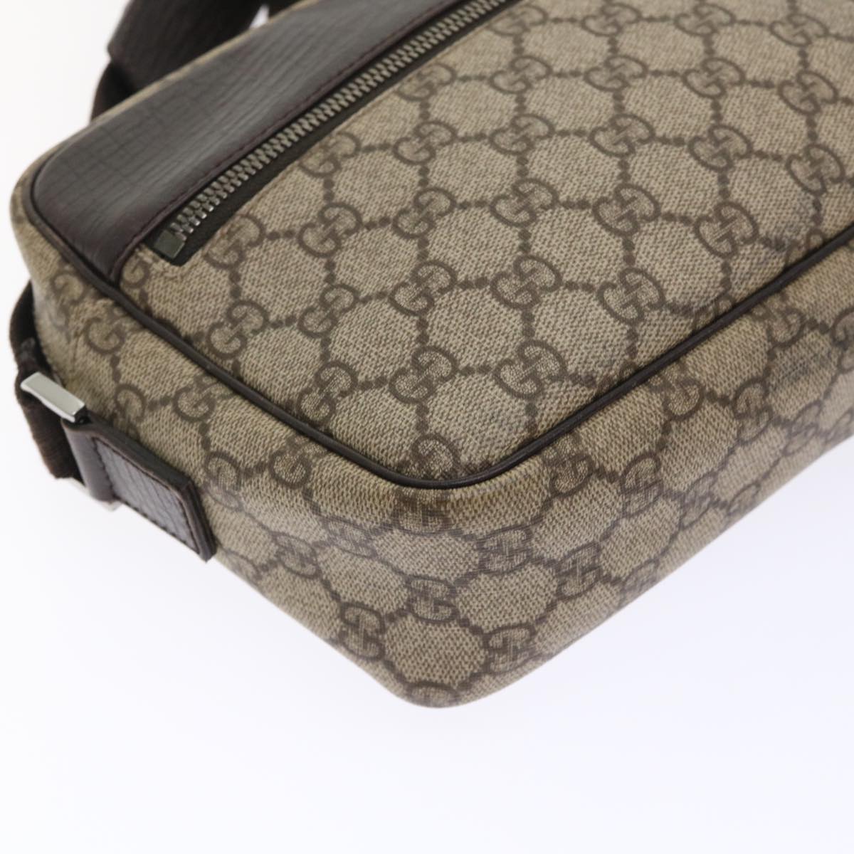 GUCCI GG Canvas Shoulder Bag PVC Leather Beige 114291 am4698