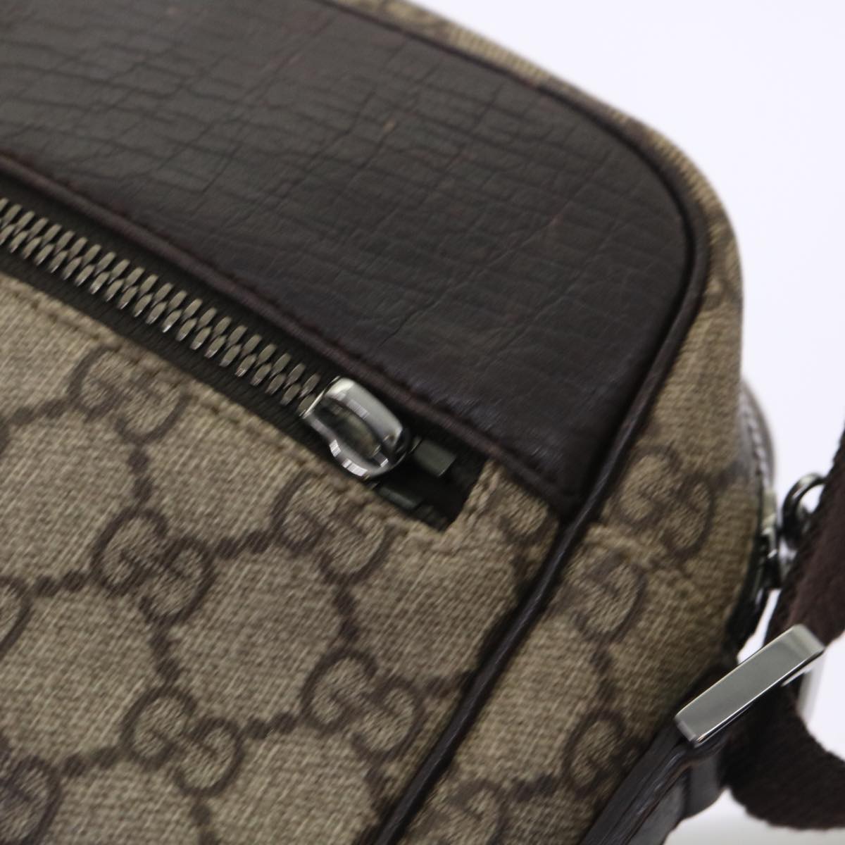 GUCCI GG Canvas Shoulder Bag PVC Leather Beige 114291 am4698