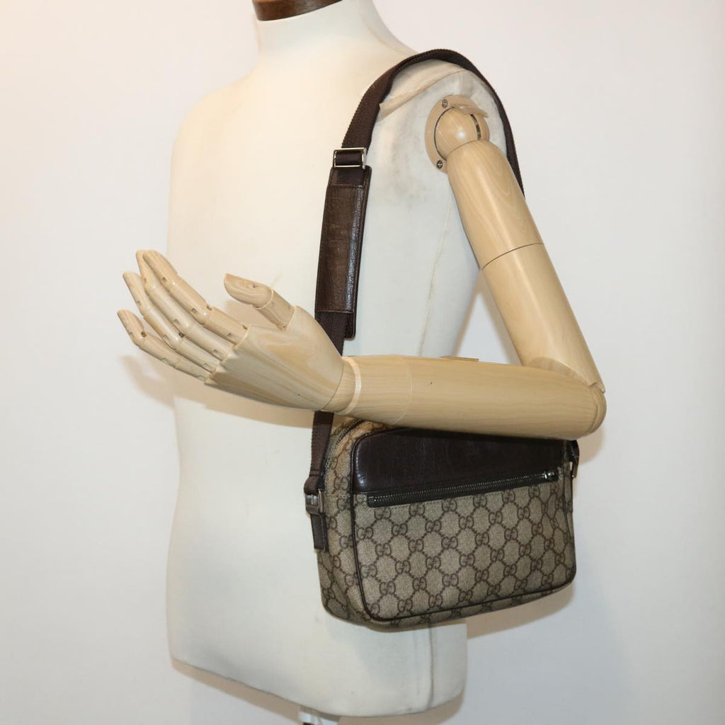 GUCCI GG Canvas Shoulder Bag PVC Leather Beige 114291 am4698