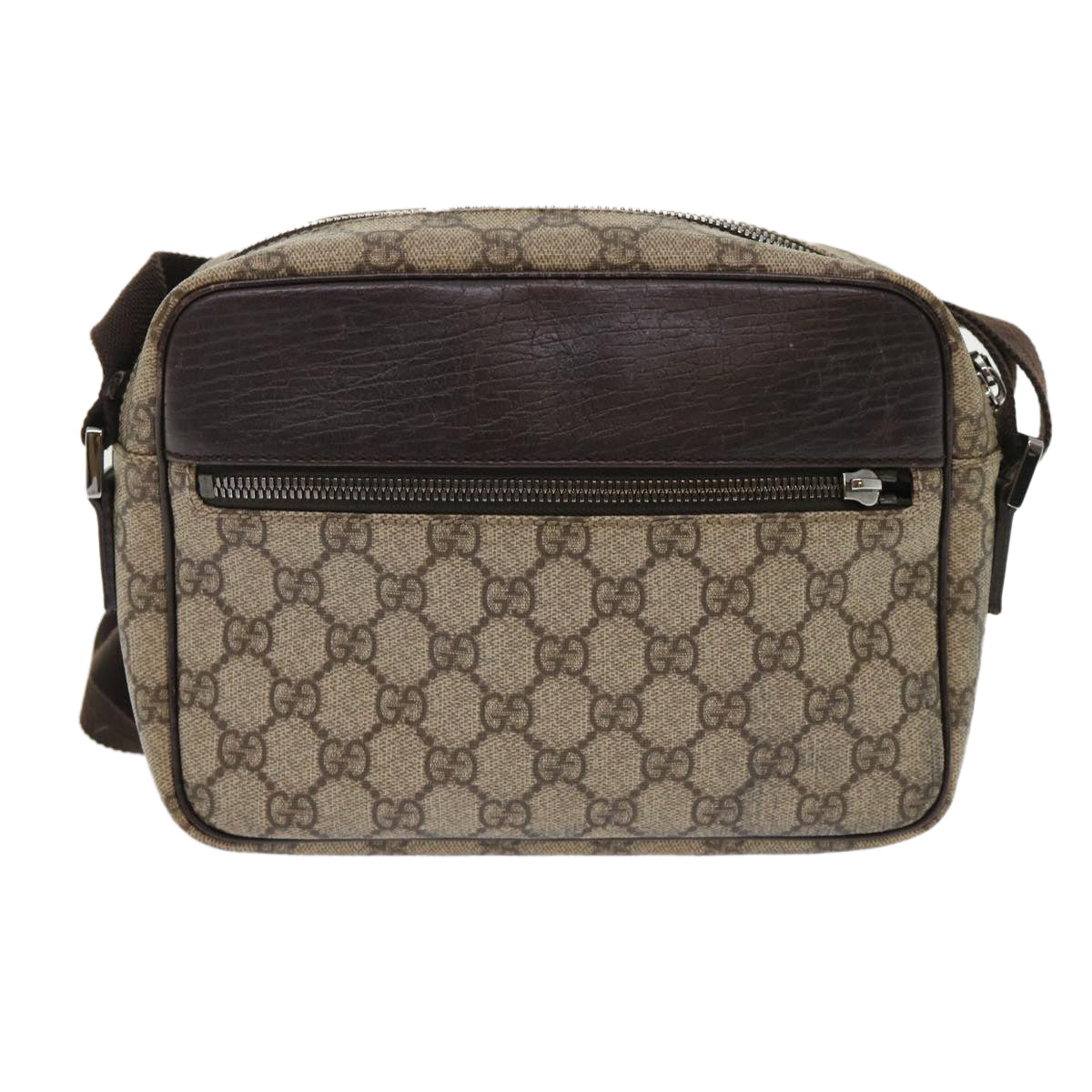 GUCCI GG Canvas Shoulder Bag PVC Leather Beige 114291 am4698