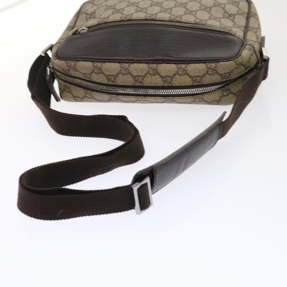 GUCCI GG Canvas Shoulder Bag PVC Leather Beige 114291 am4698