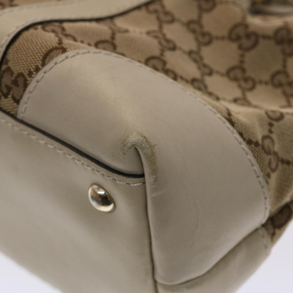 GUCCI GG Canvas Tote Bag Leather Beige 257069 am4730