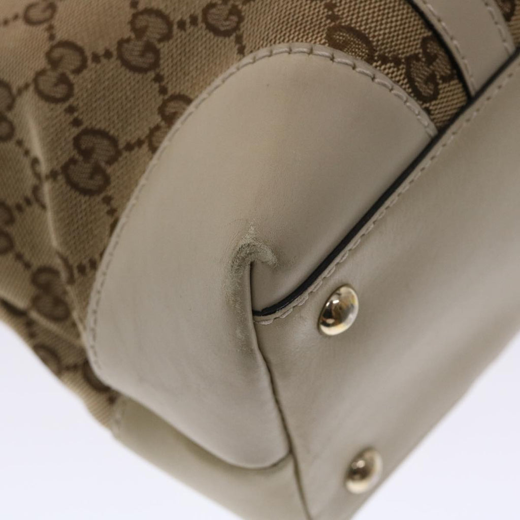 GUCCI GG Canvas Tote Bag Leather Beige 257069 am4730