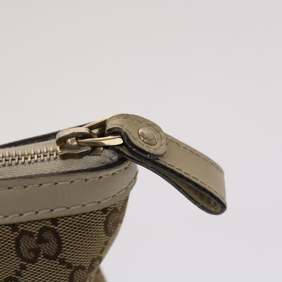 GUCCI GG Canvas Tote Bag Leather Beige 257069 am4730