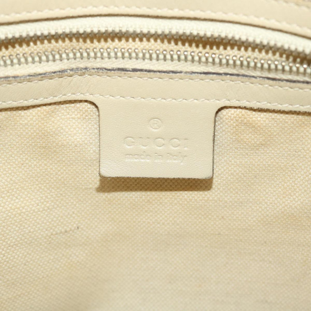 GUCCI GG Canvas Tote Bag Leather Beige 257069 am4730