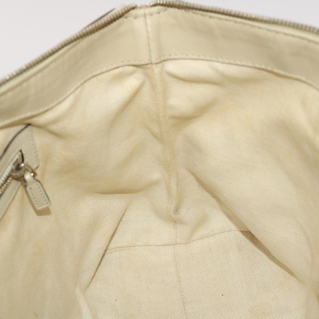 GUCCI GG Canvas Tote Bag Leather Beige 257069 am4730