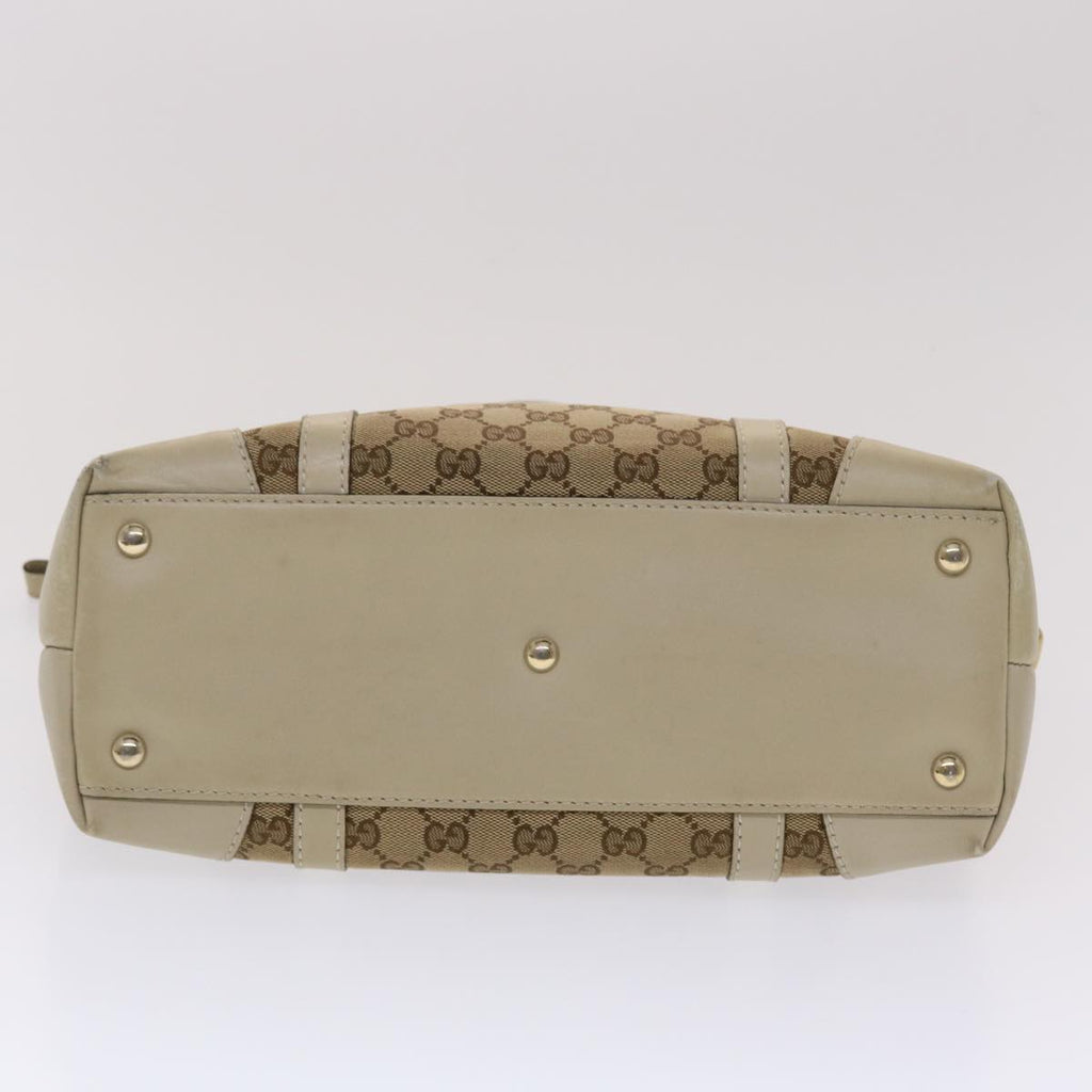 GUCCI GG Canvas Tote Bag Leather Beige 257069 am4730