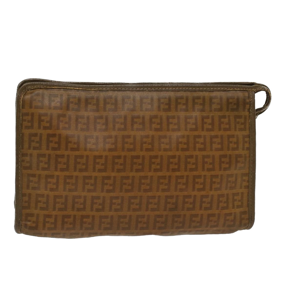 FENDI Zucchino Canvas Clutch Bag Vintage Beige am4754