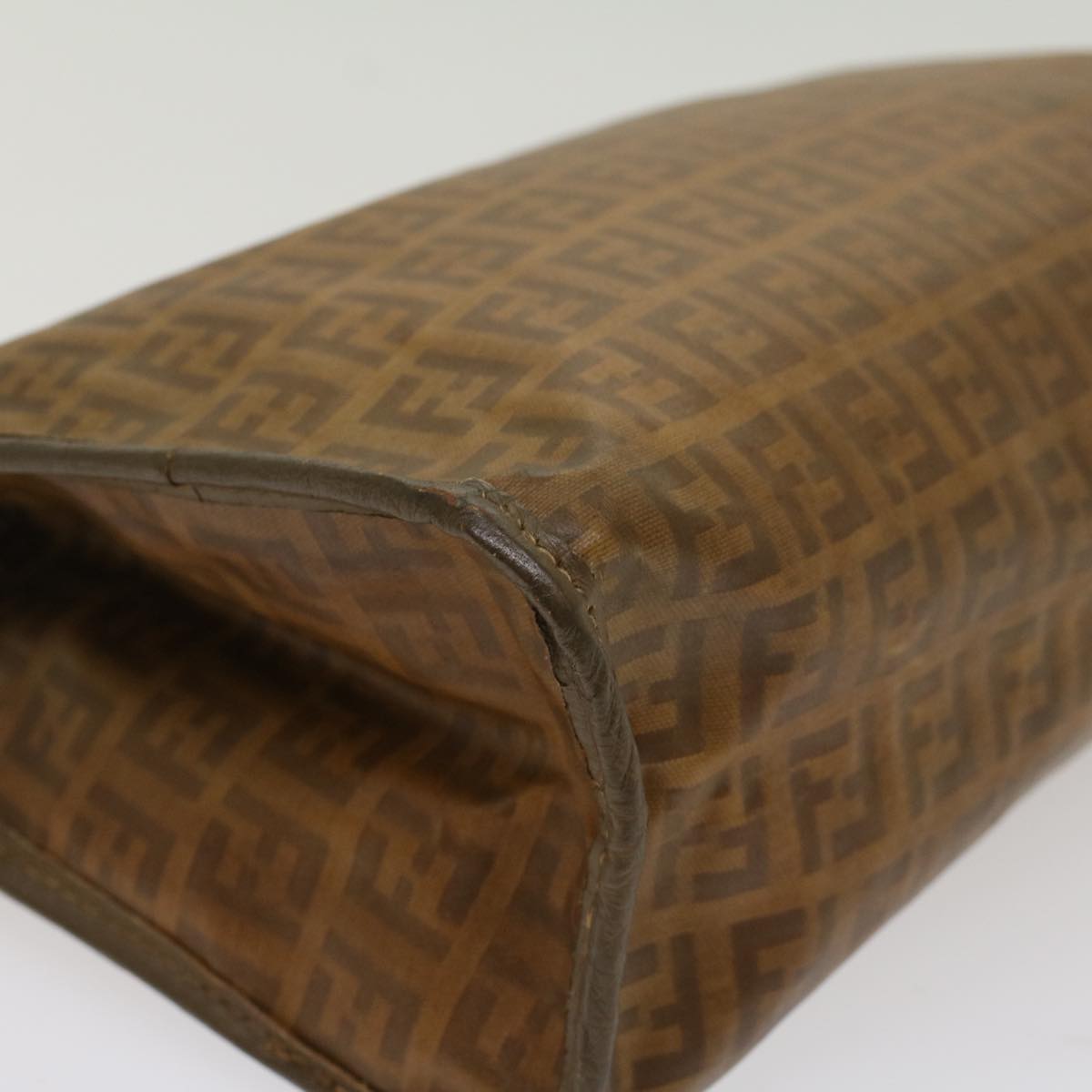 FENDI Zucchino Canvas Clutch Bag Vintage Beige am4754