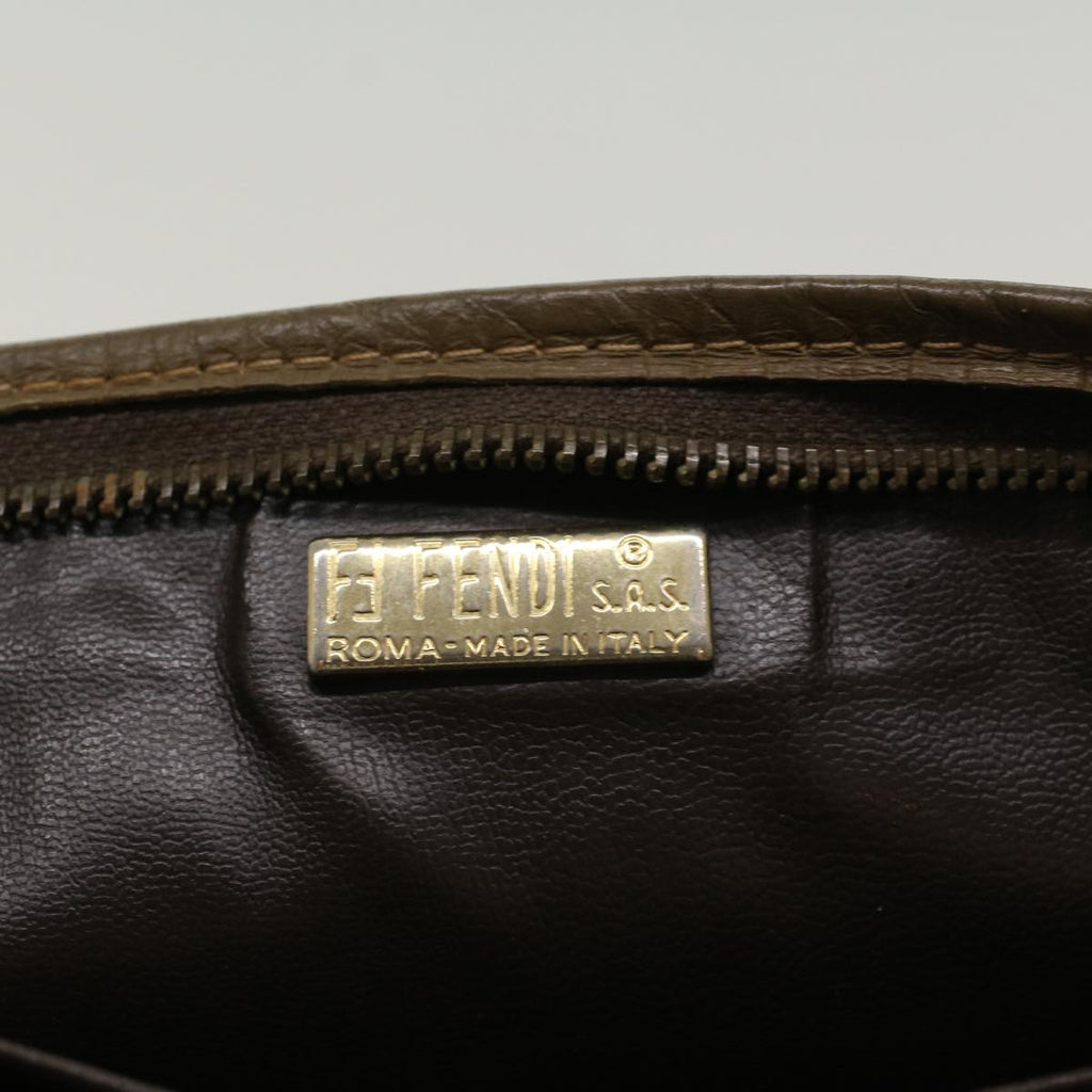 FENDI Zucchino Canvas Clutch Bag Vintage Beige am4754