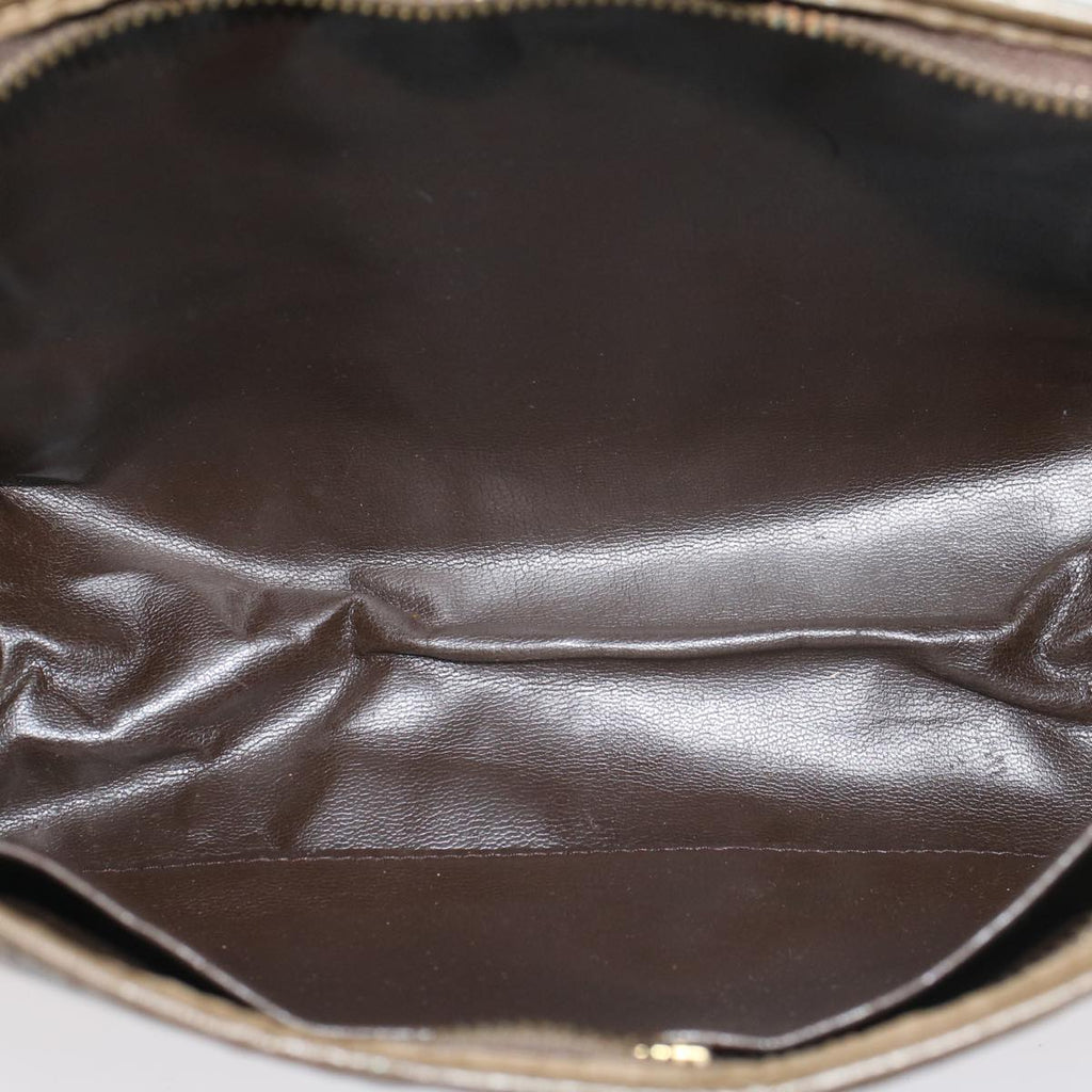 FENDI Zucchino Canvas Clutch Bag Vintage Beige am4754