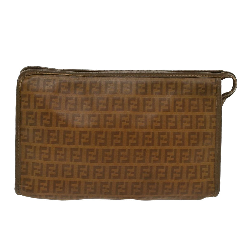 FENDI Zucchino Canvas Clutch Bag Vintage Beige am4754