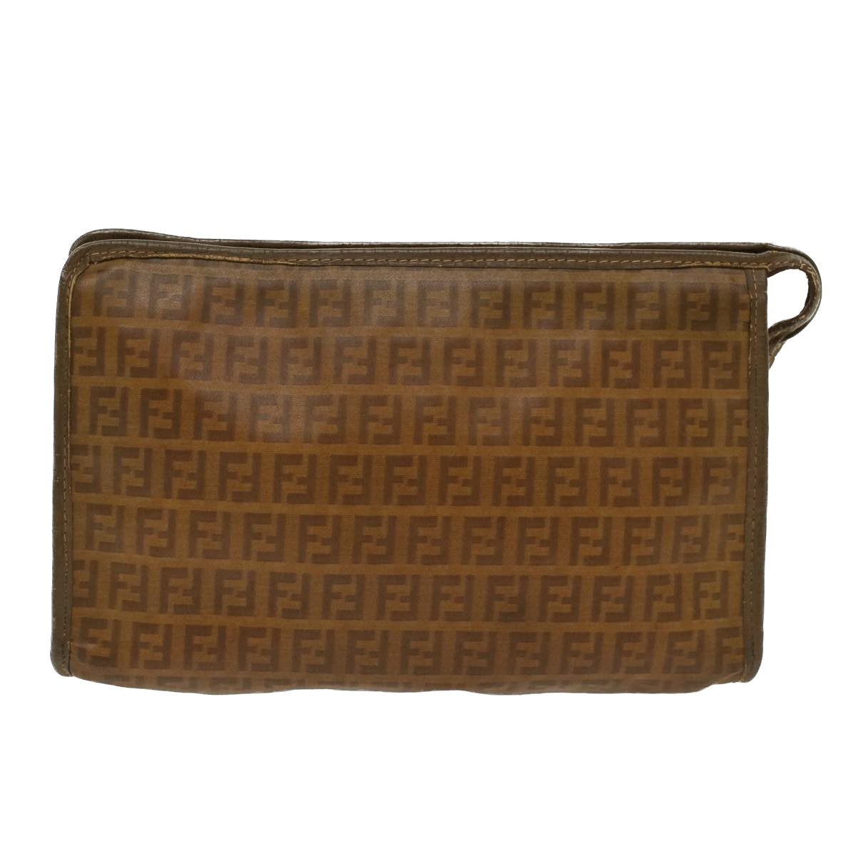 FENDI Zucchino Canvas Clutch Bag Vintage Beige am4754