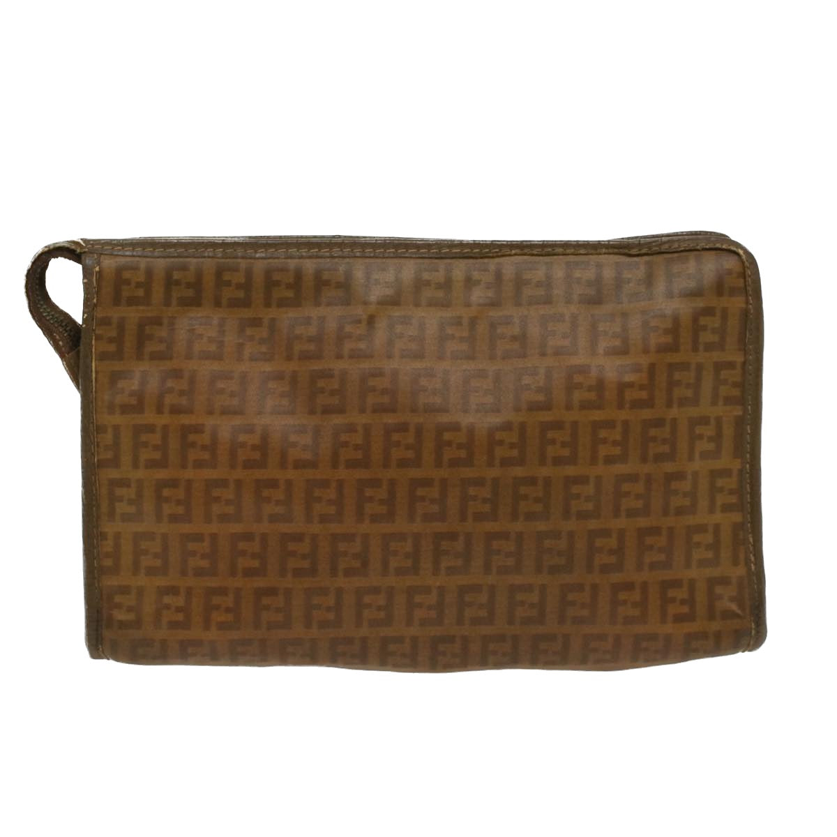 FENDI Zucchino Canvas Clutch Bag Vintage Beige am4754