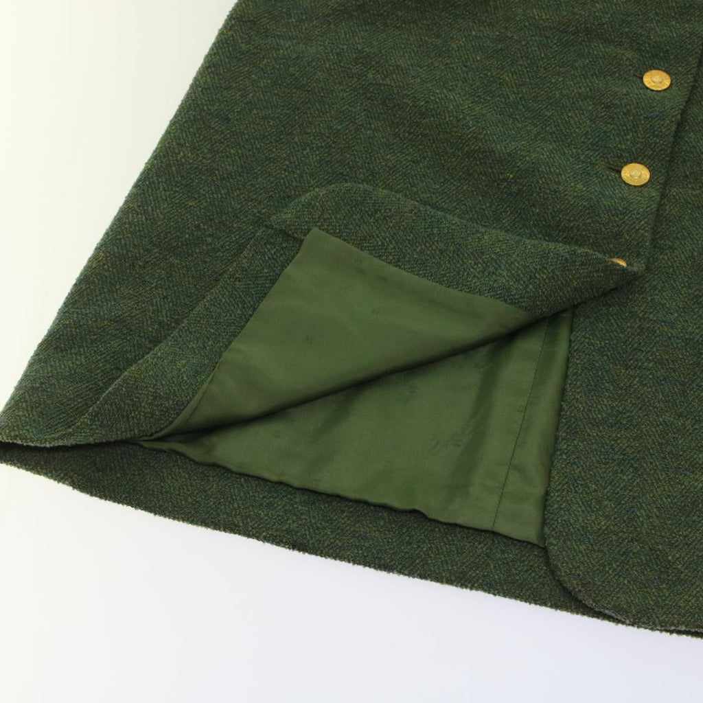 CHANEL Skirt Wool Green CC am4825