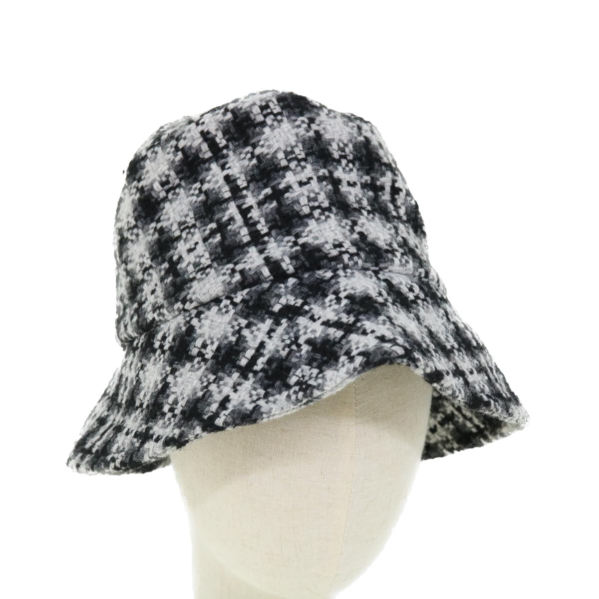 CHANEL COCO Mark Hat Wool S White Black CC am4943