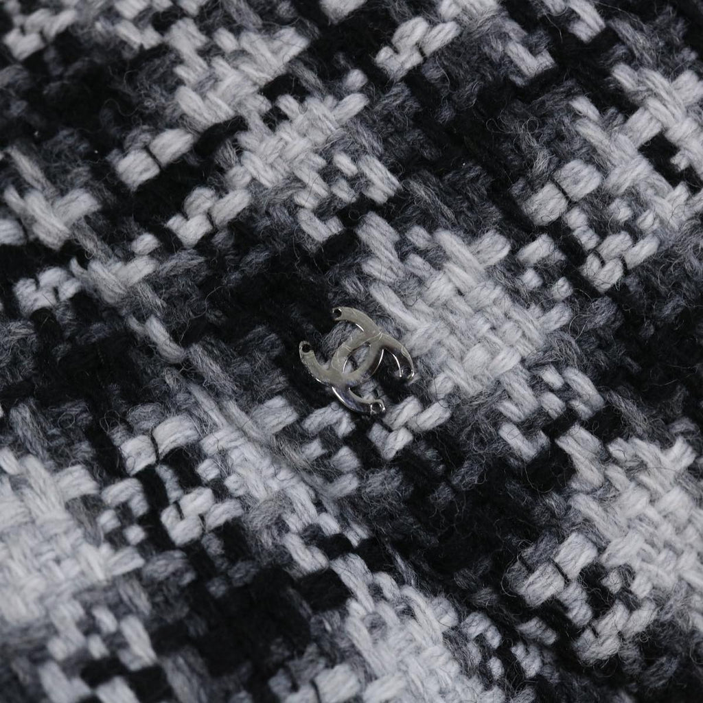 CHANEL COCO Mark Hat Wool S White Black CC am4943