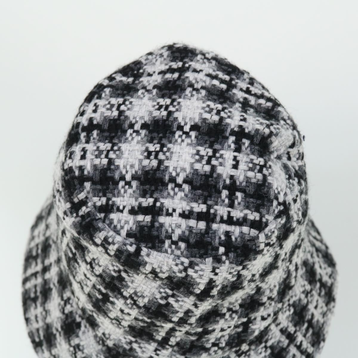 CHANEL COCO Mark Hat Wool S White Black CC am4943