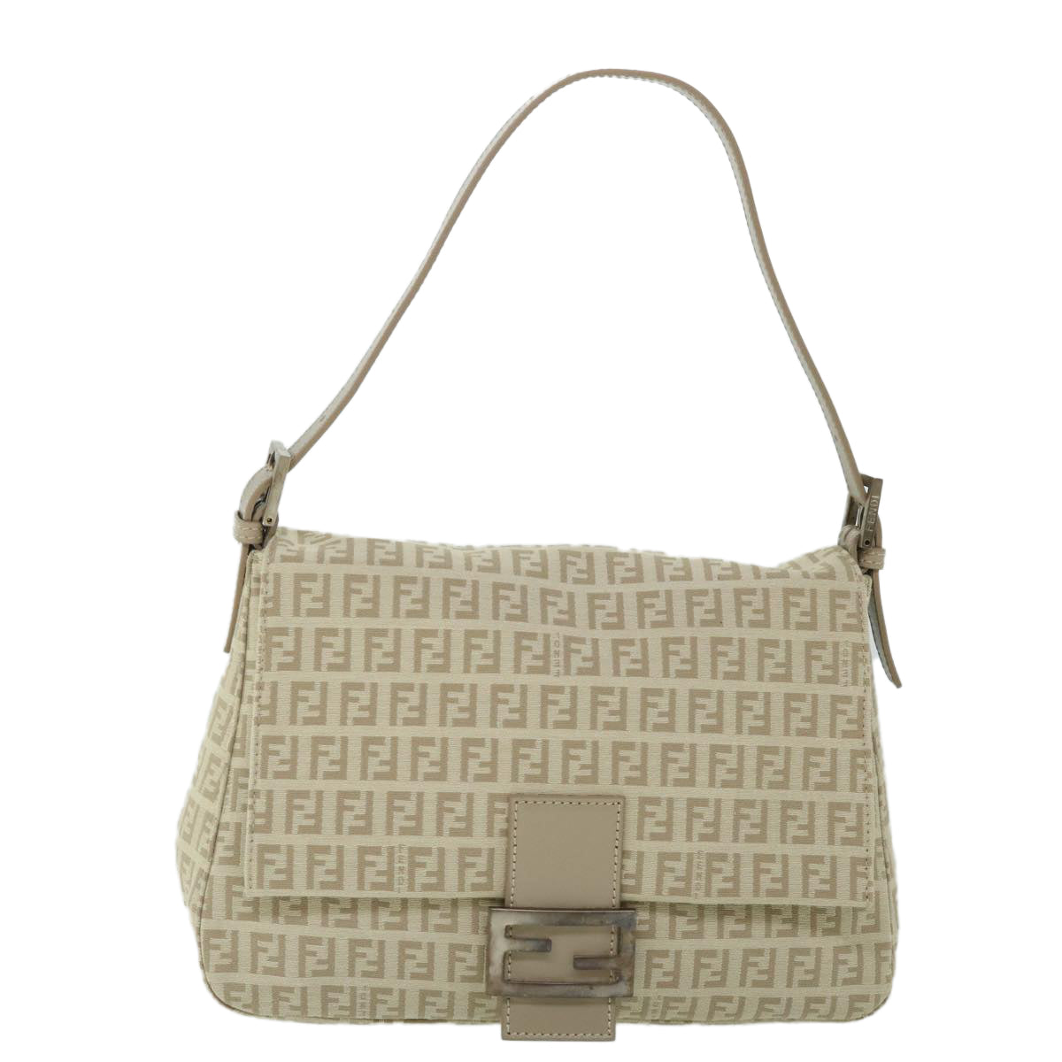 FENDI Zucchino Canvas Mamma Baguette Shoulder Bag Beige am4994