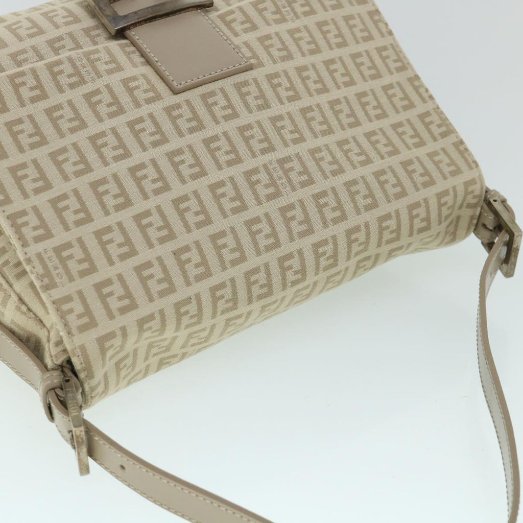 FENDI Zucchino Canvas Mamma Baguette Shoulder Bag Beige am4994